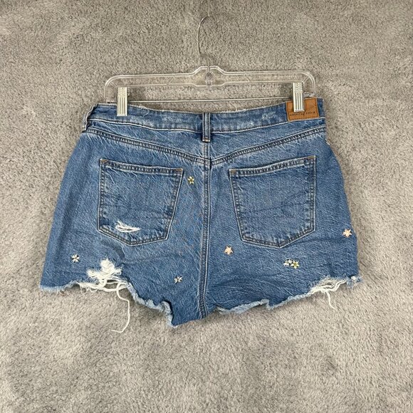 American Eagle Cut-Off Jean Shorts Embroidered Floral Women's 00 Denim Stretch - Picture 4 of 13